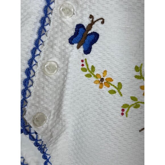 Vintage Handmade Baby Sunsuit White Floral Retro 70s Ladybug Cottagecore - Picture 6 of 15